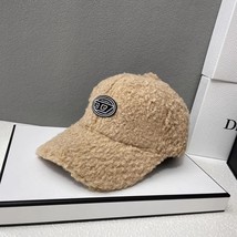 Autumn Winter Baseball Cap Women&#39;s Letter D Warm Hat Bright Silk Lamb Velvet Cap - £11.03 GBP