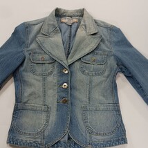 YMI RN#104369 Women's Blue Distressed Denim Jacket Pockets Size Medium image 14