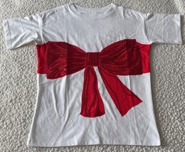 Embellished Red Bow tee Kate Spade New York 100% Cotton White Top Size X... - $19.98