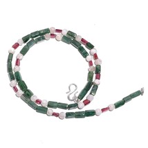 Natural Aventurine Moonstone Tourmaline Gemstone Beads Necklace 17&quot; UB-4966 - £8.72 GBP