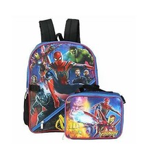 Marvel Boys&#39; Avengers Infinity Wars 16&quot; Backpack with Lunch Box, Blue SH... - £19.49 GBP