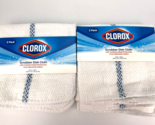 Clorox Scrubber Dish Cloth White Blue Stripe Bleach Safe Lot Of 2 Cotton - £11.55 GBP