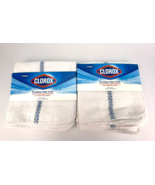 Clorox Scrubber Dish Cloth White Blue Stripe Bleach Safe Lot Of 2 Cotton - £11.38 GBP