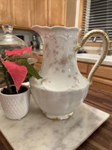An item in the Pottery & Glass category: Haviland & Co. Limoges France The Princess Water Pitcher, Pink Floral 8”H