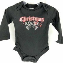 Baby Glam Black Bodysuit Size 6 Months Christmas Rocks One Piece Creeper Guitars - £6.23 GBP