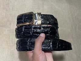 Size 38&quot; Genuine Black Hornback Alligator Crocodile Skin Belt Width 1.5&quot; - $74.99