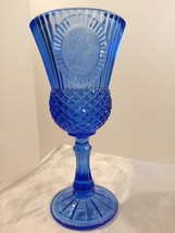 Vintage Avon Fostoria George Washington Cobalt Blue Goblet Glass 8&quot; Tall 1976 - £9.28 GBP