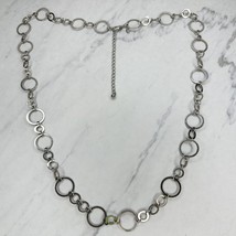 Chico&#39;s Silver Tone Long Chain Link Hoop Necklace - £15.78 GBP
