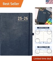 Thick Paper Leather Planner 2025-2026 - Monthly &amp; Weekly Layout, Blue 8.... - $700.57 MXN