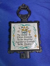 Vintage Enesco Japan Metal Tile Trivet Style - $25.63 CAD