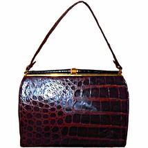 Vintage 1950s Genuine Alligator Crocodile Leather Frame Handbag with Coin Clutch - $349.99