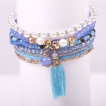 Bohemian Friendship Bracelets &amp; Bangles For Women Boho Crystal Beads Tassel Char - £10.29 GBP