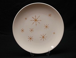 Royal China Star Glow 10&quot; Dinner Plate Atomic Age Mustard Gold Stars Ironstone - £15.45 GBP