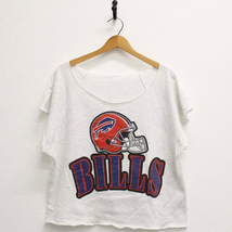 Vintage New York Buffalo Bills Football Cropped Sweatshirt Large - $65.79
