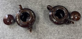 Redware Teapots Dark Brown HandPainted  Moriage Enamel Floral Japan Set ... - $46.66