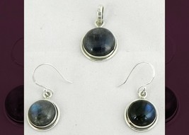 925 Sterling Silver Labradorite Gemstone Handmade Necklace Earrings Gift SET1003 - £34.81 GBP