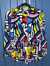 Big Dart Bold Colors Abstract Art Button Down Shirt M L EUR 44 UK 14 Geo... - £15.61 GBP