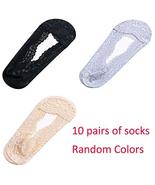 10 Pairs Summer Women Socks Casual Low Cut No Show Socks Non-Slip Lace C... - £15.02 GBP