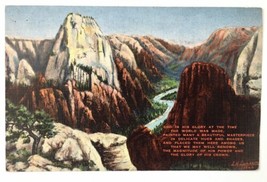 Zion National Park Utah LH Dude Larsen Painting Linen PC Posted - £3.19 GBP