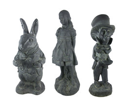 Alice in Wonderland White Rabbit, Mad Hatter, Alice Oxidized Garden Statue Set - £179.10 GBP
