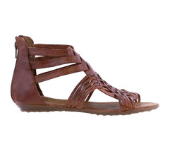 Womens Cognac Authentic Mexican Huarache Real Leather Ankle Sandals Zipper - £28.10 GBP