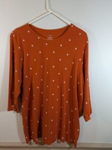 CJ Banks 2X Rust/Orange 3/4 Sleeve 100% Cotton Knit T-Shirt Top - $9.90