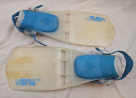 Tusa &quot;Mini&quot; Turquoise &amp; Clear  Dive Fins Adjustable Open Heel Scuba - $24.70