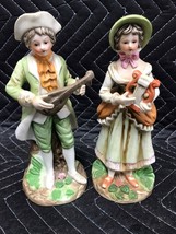 Vintage Colonial Figurines Victorian Couple Playing Instruments. - £10.91 GBP