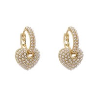 5 Pairs Heart charms earrings tiny beads paved heart earrings dainty ear... - $51.51