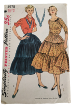 Simplicity Sewing Pattern 3978 Blouse Broomstick Skirt Shirt Vintage 1950s Sz 16 - £23.69 GBP