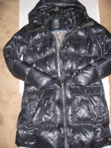 7 Pockets- NEW HOODED PUFFER DOWN COLUMBIA coat, black, Large 12- 14- 16... - $88.99
