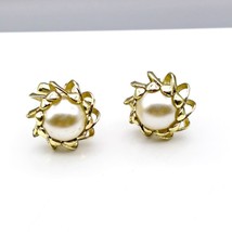 Vintage Caged Pearl Cuff Links, Gold Tone with White Faux Pearl, Dapper ... - $25.16