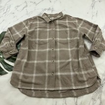 Madewell Kentwood Flannel Oversize Shirt Jacket Plus Size 1x Tan White P... - $49.49