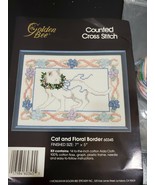 Golden Bee Cross Stitch Kit - Cat &amp; Floral Border 60345 - £5.52 GBP