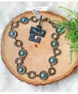 Girl&#39;s Faux Turquoise Silver Art Class BOHO Chain Belt Adjustable Southw... - €7,22 EUR