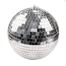 10" Disco Mirror Ball With Hanging Ring Silver Party Disco Ball Light For Party  - £53.48 GBP
