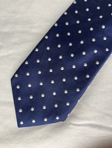 J Crew Repp Tie Blue White Polka Dots 100# Italian Silk USA Made - $20.00