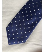 J Crew Repp Tie Blue White Polka Dots 100# Italian Silk USA Made - $28.05 CAD