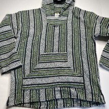 Baja hoodie drug rug Men Sz XL Acrylic Green Black White Beach Mexico - £12.48 GBP