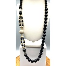 Retro Asymmetrical Emo Necklace, Long Black and Gray Runway Statement Vintage - £45.63 GBP