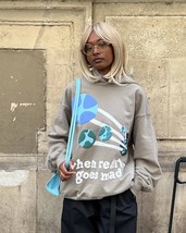 Planet Printing Hoodie for Women High Street Trend Sweatshirt Women Retro Trend  - £65.66 GBP