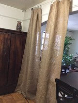 2 panels natural burlap curtains each 37&quot; wide 84” long - £39.27 GBP