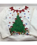 Hanes Homemade Ugly Christmas Sweatshirt Tree Battery Lights Front Back ... - £39.22 GBP