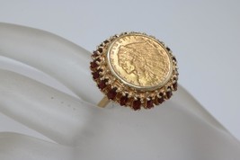 22K Gold 1929 $2.50 Quarter Eagle Indian Head Coin on 14K Filigree Ring Mount - £1,000.96 GBP