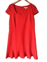 Lark &amp; Ro Thick Knit Shift Dress Size XL Red Sweetheart Ruffle Hem Stretch  - £14.93 GBP