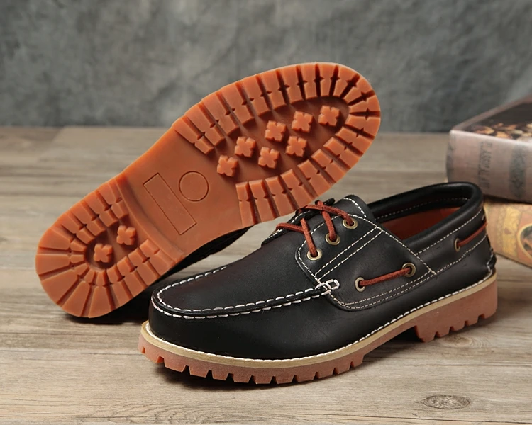 Men&#39;s Loafers Casual Genuine Leather Docksides Deck Lace Up Boat Shoes O... - $163.43
