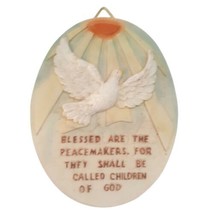 Blessed Are The Peacemakers,... Decor Ceramic Matte Wall Plaque Holy Spirit Dove - £9.47 GBP