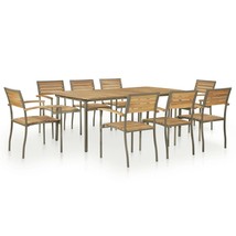 9 Piece Outdoor Dining Set Solid Acacia Wood and Steel - £463.89 GBP