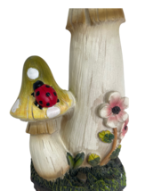Dual Mushroom Welcome Statue 12" High Resin Ladybug and Dragonfly Accents image 3