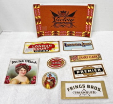 Lot 9 Antique Cigar Box Tobacco Labels Victory Reina Bella Champ Clark C... - $14.36